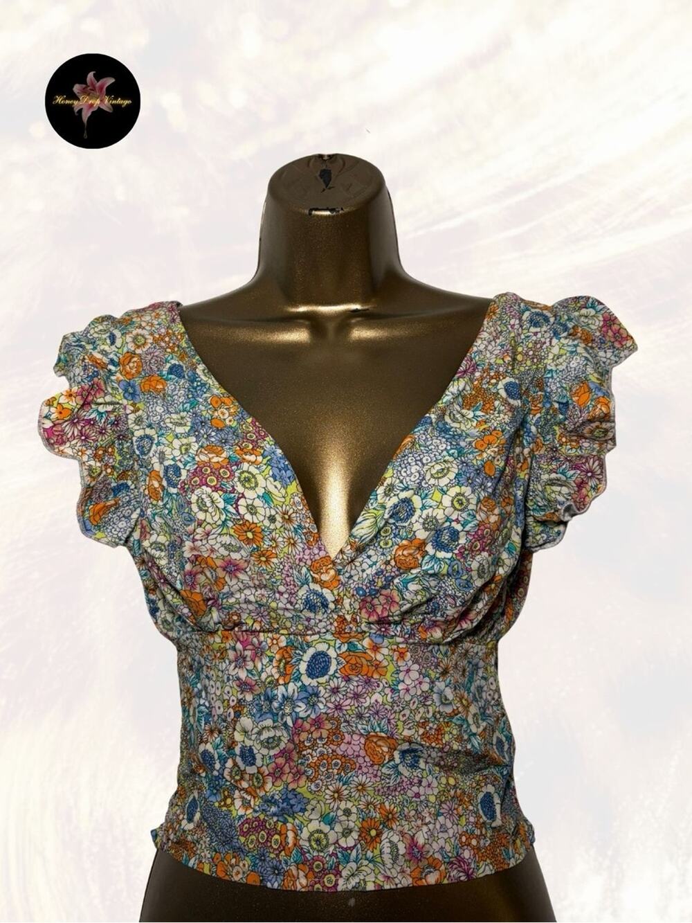 O’Neill Floral Flutter Sleeve Smocked Top